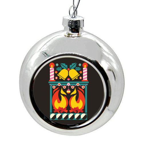 Geometric Fireplace Christmas Design - colourful christmas bauble by AbiGoLucky