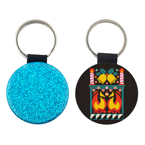 Geometric Fireplace Christmas Design - keyring by AbiGoLucky