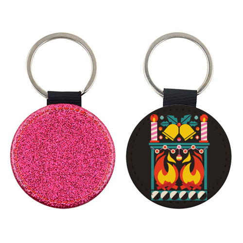 Geometric Fireplace Christmas Design - keyring by AbiGoLucky