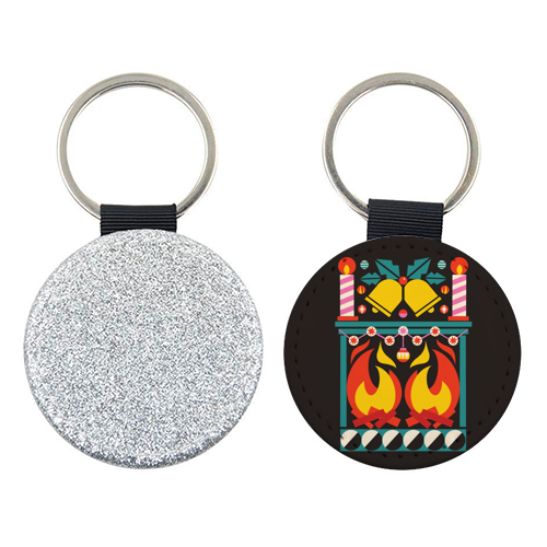 Geometric Fireplace Christmas Design - keyring by AbiGoLucky