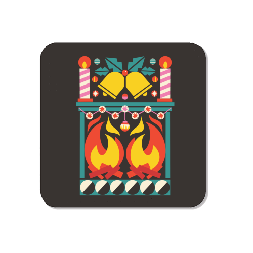 Geometric Fireplace Christmas Design - Magnet by AbiGoLucky