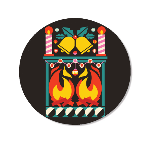 Geometric Fireplace Christmas Design - Magnet by AbiGoLucky