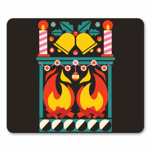 Geometric Fireplace Christmas Design - mouse mat by AbiGoLucky
