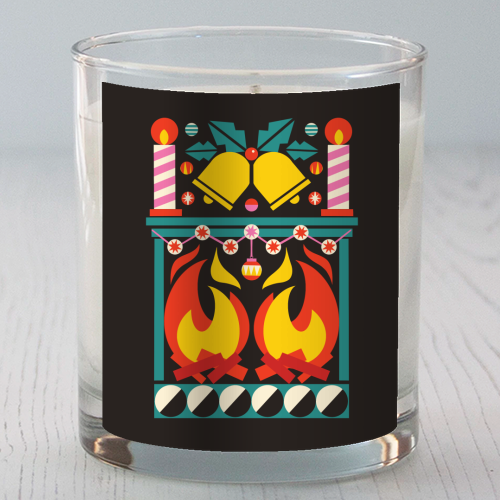 Geometric Fireplace Christmas Design - scented candle by AbiGoLucky