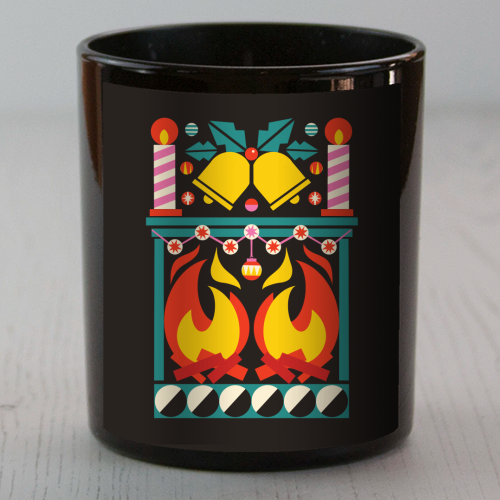 Geometric Fireplace Christmas Design - scented candle by AbiGoLucky