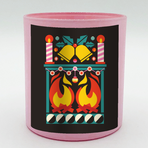 Geometric Fireplace Christmas Design - scented candle by AbiGoLucky