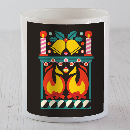 Geometric Fireplace Christmas Design - scented candle by AbiGoLucky