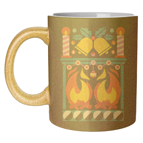 Geometric Fireplace Christmas Design - unique mug by AbiGoLucky