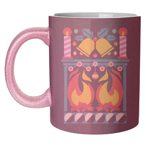 Geometric Fireplace Christmas Design - unique mug by AbiGoLucky