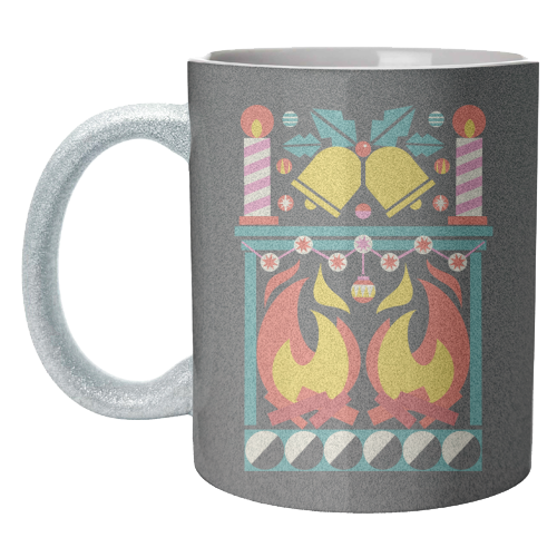 Geometric Fireplace Christmas Design - unique mug by AbiGoLucky