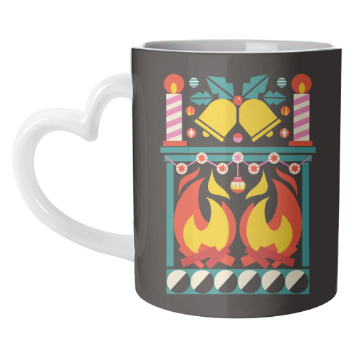 Geometric Fireplace Christmas Design - unique mug by AbiGoLucky