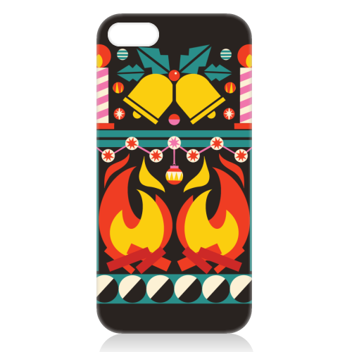 Geometric Fireplace Christmas Design - unique phone case by AbiGoLucky