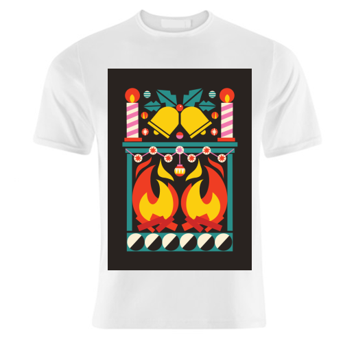 Geometric Fireplace Christmas Design - unique t shirt by AbiGoLucky