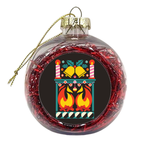 Geometric Fireplace Christmas Design - xmas bauble by AbiGoLucky