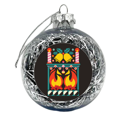 Geometric Fireplace Christmas Design - xmas bauble by AbiGoLucky