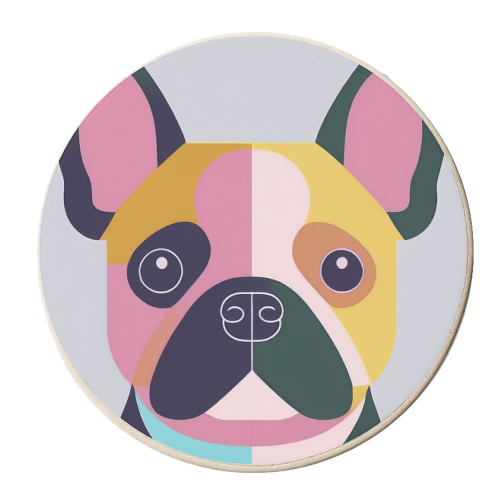 Geometric French Bulldog Portrait - personalised beer coaster by Adam Regester