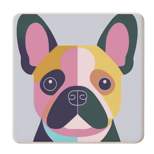 Geometric French Bulldog Portrait - personalised beer coaster by Adam Regester