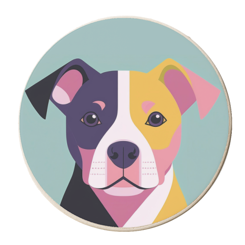 Geometric Style Staffordshire Bull Terrier Portrait - personalised beer coaster by Adam Regester