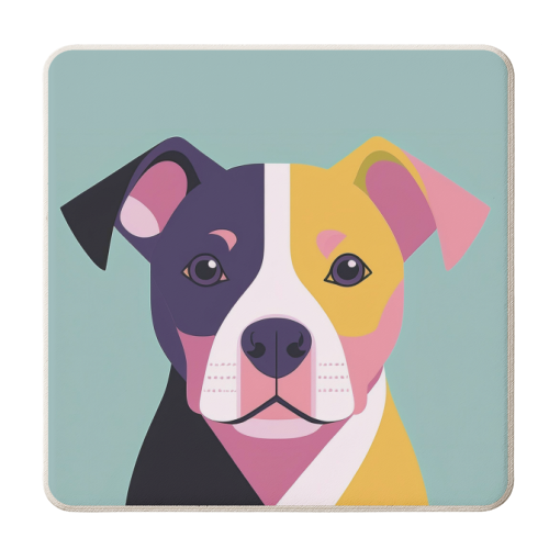 Geometric Style Staffordshire Bull Terrier Portrait - personalised beer coaster by Adam Regester