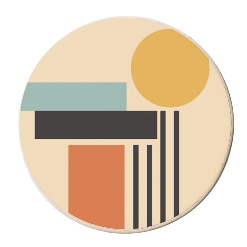 Geometric Sunset Bauhaus - personalised beer coaster by EZbie