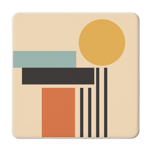 Geometric Sunset Bauhaus - personalised beer coaster by EZbie