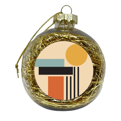 Geometric Sunset Bauhaus - xmas bauble by EZbie