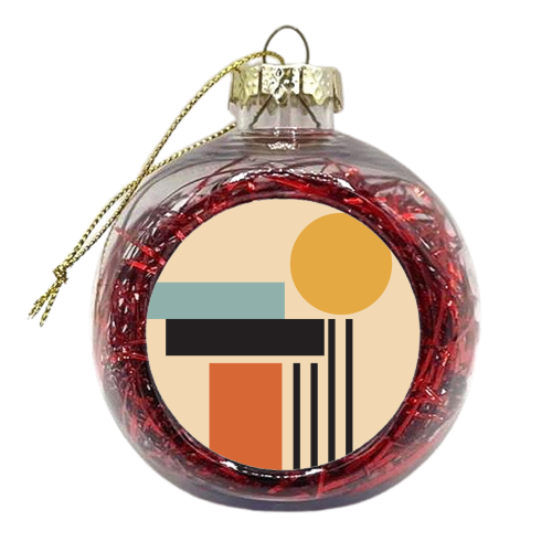 Geometric Sunset Bauhaus - xmas bauble by EZbie