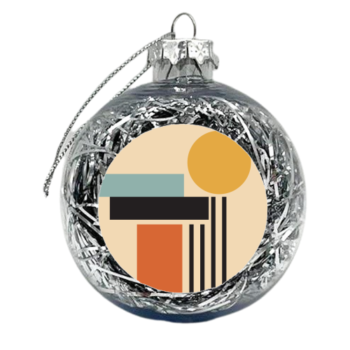 Geometric Sunset Bauhaus - xmas bauble by EZbie