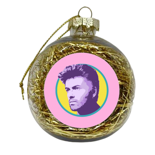 GEORGE - PINK - xmas bauble by DOLLY WOLFE