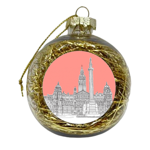 George Square, Glasgow (Scotland) - coral pink version - xmas bauble by Adam Regester