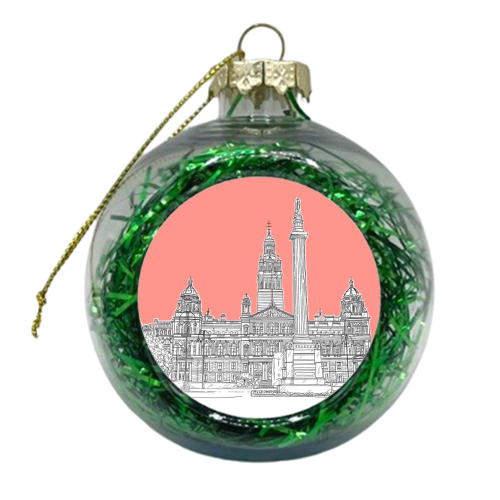 George Square, Glasgow (Scotland) - coral pink version - xmas bauble by Adam Regester