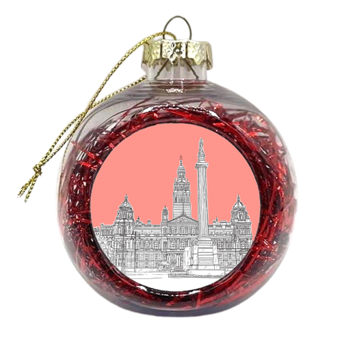 George Square, Glasgow (Scotland) - coral pink version - xmas bauble by Adam Regester