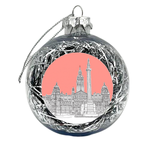 George Square, Glasgow (Scotland) - coral pink version - xmas bauble by Adam Regester