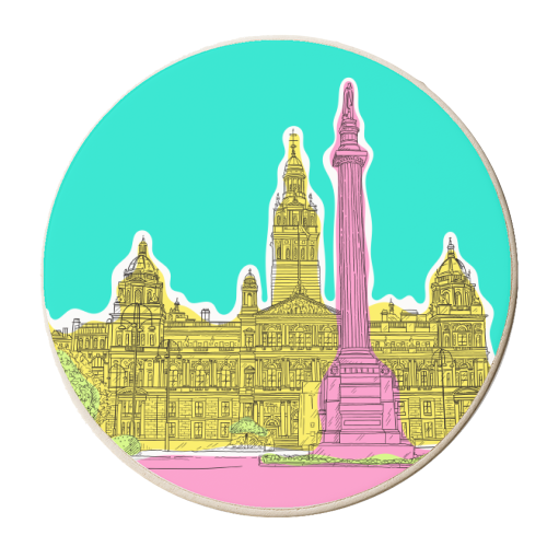 George Square, Glasgow (Scotland) In Colours - personalised beer coaster by Adam Regester