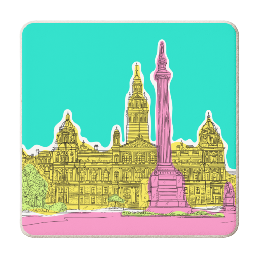 George Square, Glasgow (Scotland) In Colours - personalised beer coaster by Adam Regester