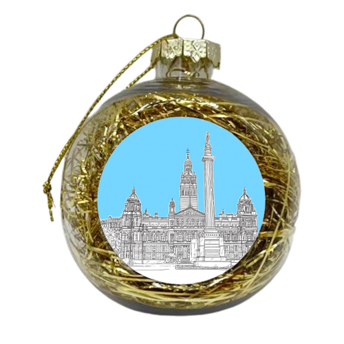 George Square, Glasgow (Scotland) - pale blue colour pop version - xmas bauble by Adam Regester