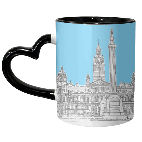 George Square, Glasgow (Scotland) - pale blue colour pop version - unique mug by Adam Regester