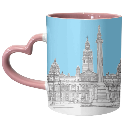 George Square, Glasgow (Scotland) - pale blue colour pop version - unique mug by Adam Regester