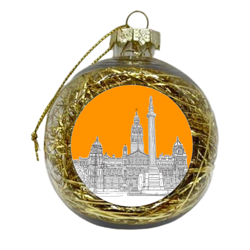 George Square (Orange Version) Glasgow - xmas bauble by Adam Regester