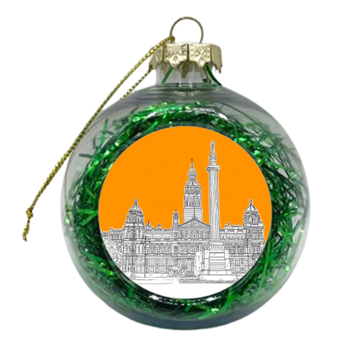 George Square (Orange Version) Glasgow - xmas bauble by Adam Regester