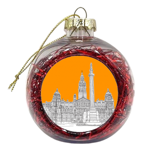 George Square (Orange Version) Glasgow - xmas bauble by Adam Regester