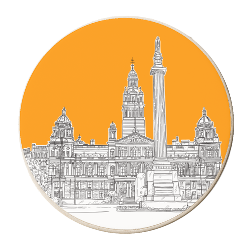 George Square (Orange Version) Glasgow - personalised beer coaster by Adam Regester