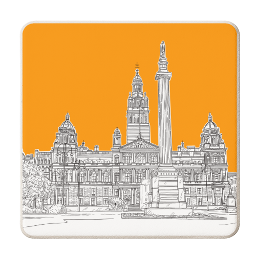 George Square (Orange Version) Glasgow - personalised beer coaster by Adam Regester