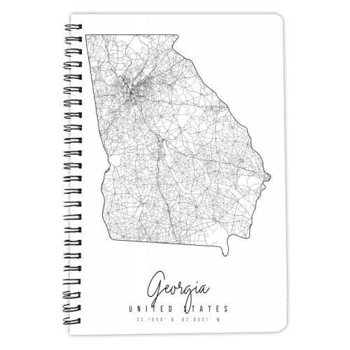 Georgia Minimal Street Map - personalised A4, A5, A6 notebook by Toni Scott