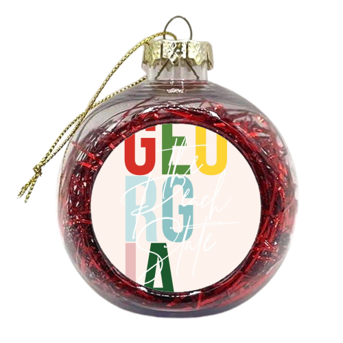 Georgia "The Peach State" Color State - xmas bauble by Toni Scott