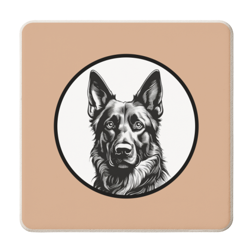 German Shepherd Dog Cameo Portrait - personalised beer coaster by Adam Regester