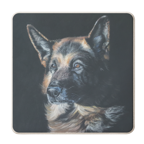 German Shepherd - Patience - personalised beer coaster by Sarah Perry Fine Art