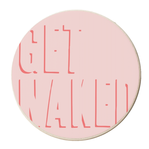 Get Naked Shadow Font Red and Pink - personalised beer coaster by Toni Scott