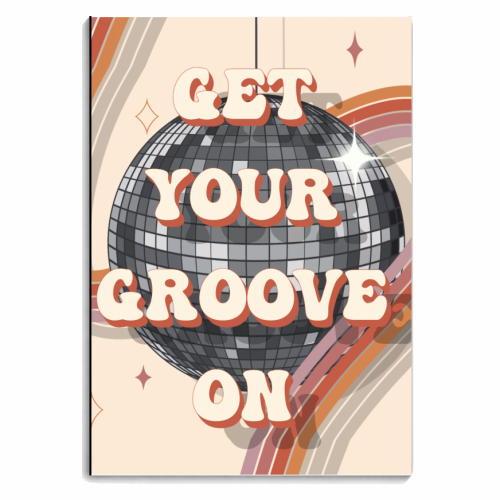 Get your groove on 60s 70s print - personalised A4, A5, A6 notebook by The Girl Next Draw