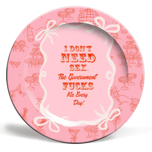 GETTING F****D! - ceramic dinner plate by Wallace Elizabeth